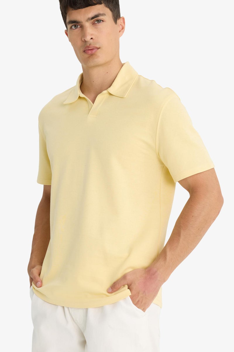 DeFacto Yellow Man Regular Fit Short Sleeve Polo T-Shirt Casual - Image 2